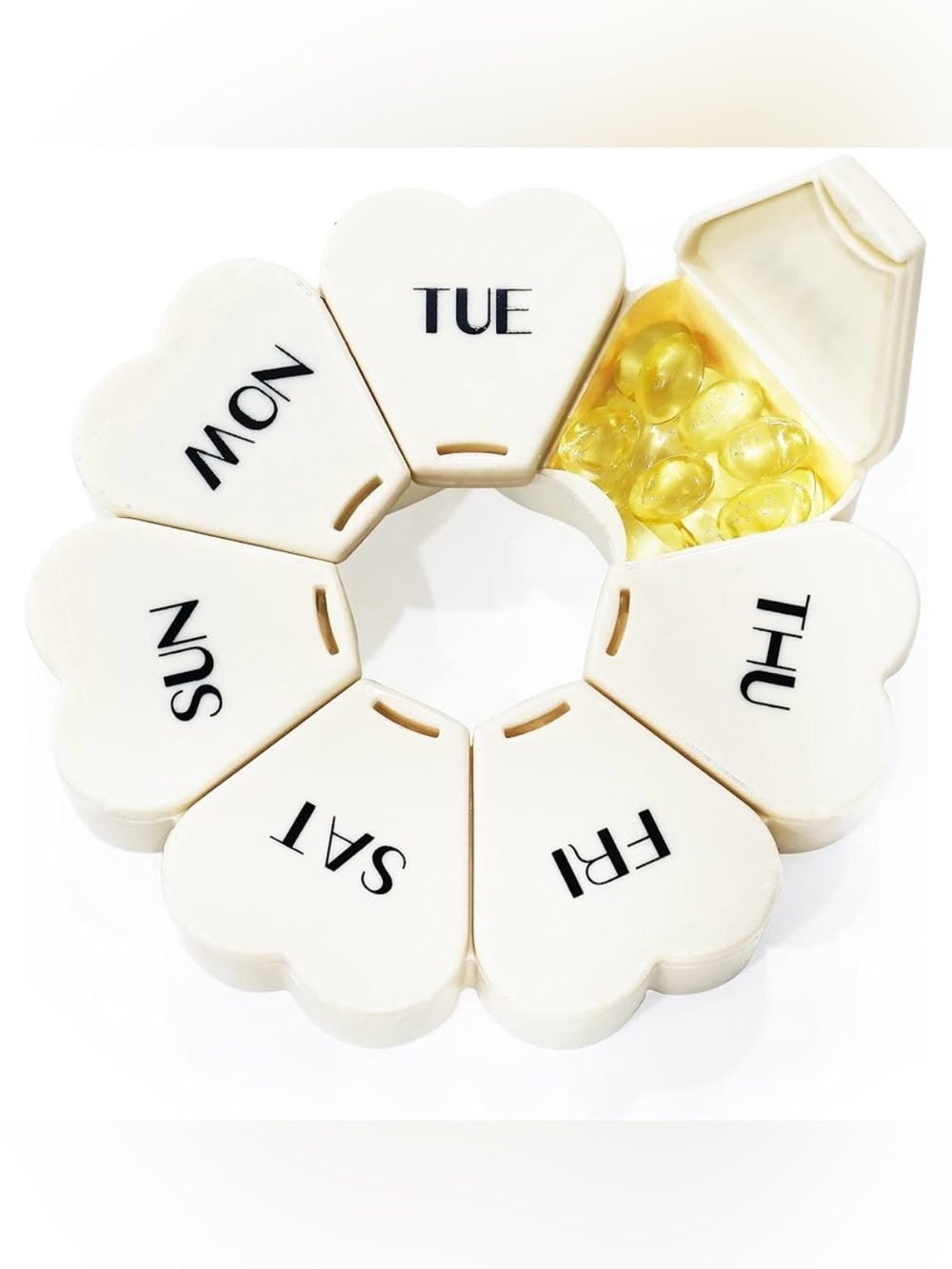 Heart-Shaped Weekly Pill Organizer - Milky White